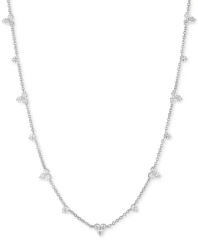 Marchesa Silver-tone Crystal Station Collar Necklace, 16" + 3" Extender In White