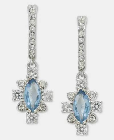 Marchesa Silver-tone Cubic Zirconia And Glass Hoop With Drop Earrings In Metallic