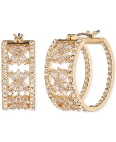 Marchesa Small Pave & Crystal Cluster Hoop Earrings, 0.75" In Gold
