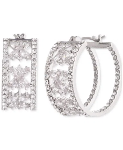 Marchesa Small Pave & Crystal Cluster Hoop Earrings, 0.75" In White