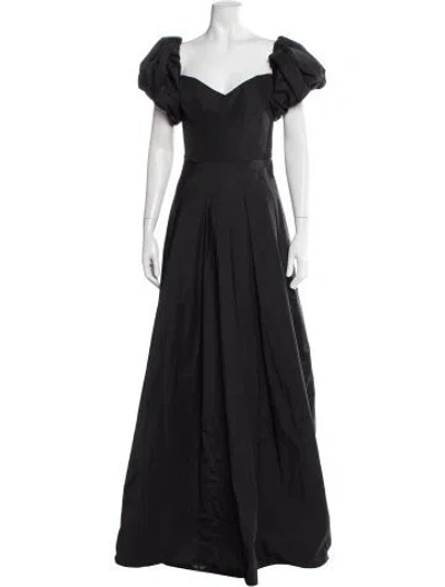 Pre-owned Marchesa Square Neckline Long Dress In Gray