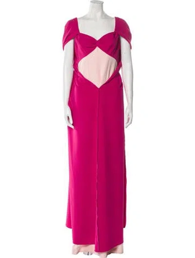 Pre-owned Marchesa Square Neckline Long Dress In Pink