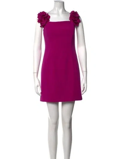 Pre-owned Marchesa Square Neckline Mini Dress In Purple