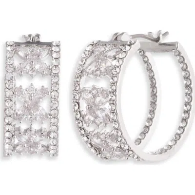 Marchesa Starstruck Cubic Zirconia Hoop Earrings In Silver
