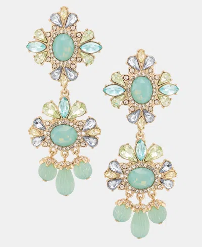 Marchesa Stone Cluster Flower Chandelier Earrings In Green