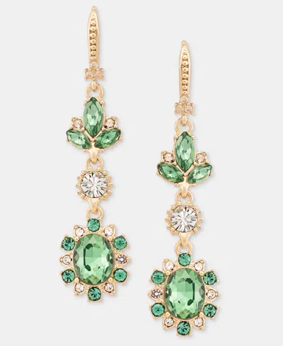 Marchesa Stone Double Drop Earrings In Green