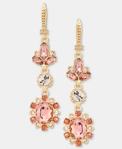 Marchesa Stone Double Drop Earrings In Pink