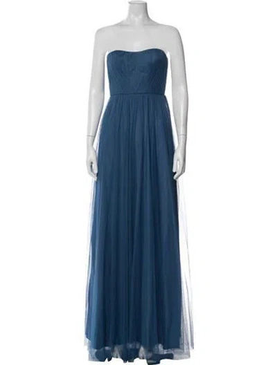 Pre-owned Marchesa Strapless Long Dress W/ Tags In Blue