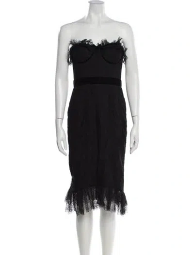 Pre-owned Marchesa Strapless Mini Dress In Black
