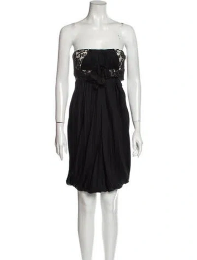 Pre-owned Marchesa Strapless Mini Dress In Black
