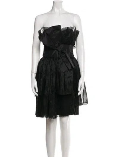 Pre-owned Marchesa Strapless Mini Dress In Black