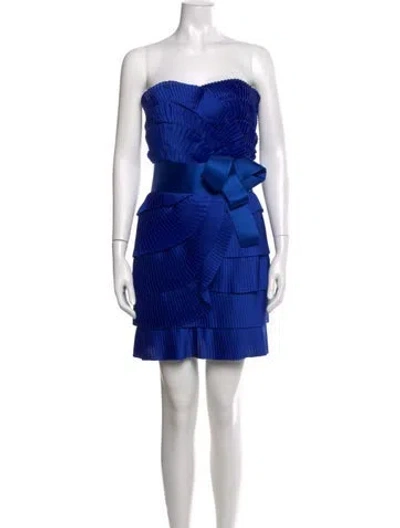 Pre-owned Marchesa Strapless Mini Dress In Blue