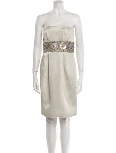 Pre-owned Marchesa Strapless Mini Dress In Neutral