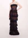 MARCHESA TIERED TERRARIUM COLUMN GOWN