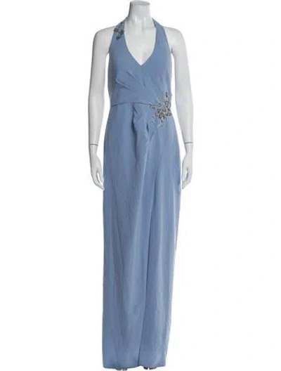 Pre-owned Marchesa V-neck Long Dress W/ Tags In Yellow