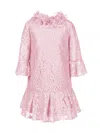 Marchesa Volant-embroidered Lace Dress In Pink