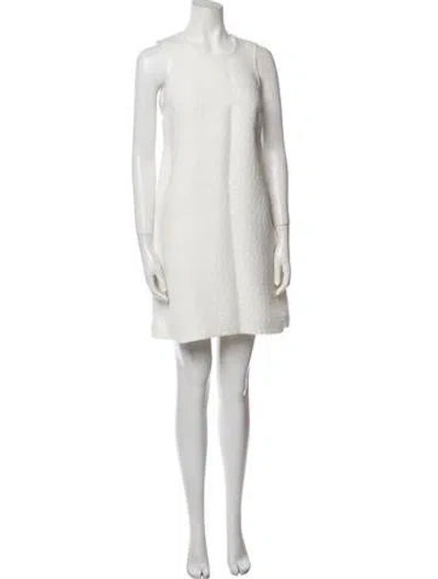 Pre-owned Marchesa Voyage Crew Neck Mini Dress In Neutral