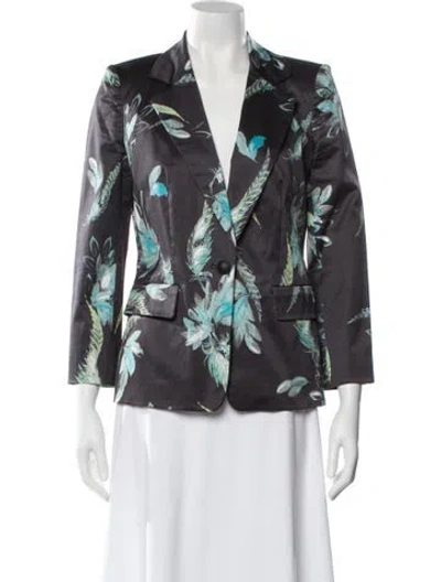 Pre-owned Marchesa Voyage Floral Print Blazer In Blue