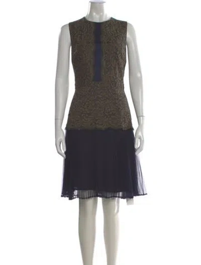 Pre-owned Marchesa Voyage Lace Pattern Knee-length Dress In Blue