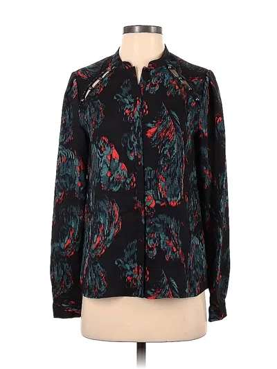 Pre-owned Marchesa Voyage Long Sleeve Blouse In Black