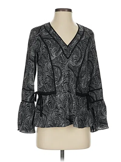 Pre-owned Marchesa Voyage Long Sleeve Blouse In Black