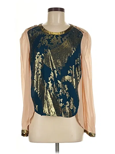 Pre-owned Marchesa Voyage Long Sleeve Blouse In Gold