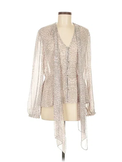 Pre-owned Marchesa Voyage Long Sleeve Blouse In Silver