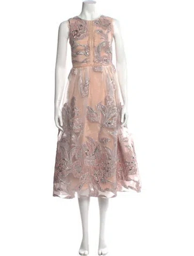 Pre-owned Marchesa Voyage Printed Long Dress In Pink