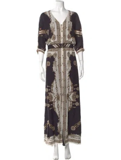 Pre-owned Marchesa Voyage Silk Long Dress In Black