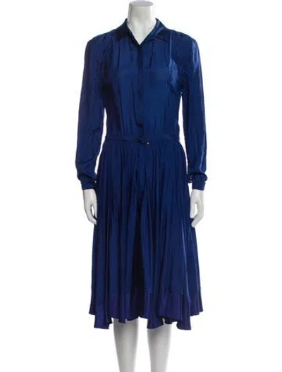 Pre-owned Marchesa Voyage Silk Midi Length Dress In Blue