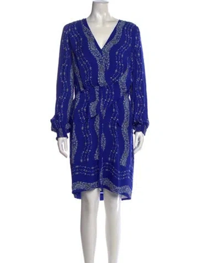 Pre-owned Marchesa Voyage Silk Mini Dress In Blue