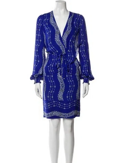Pre-owned Marchesa Voyage Silk Mini Dress In Blue