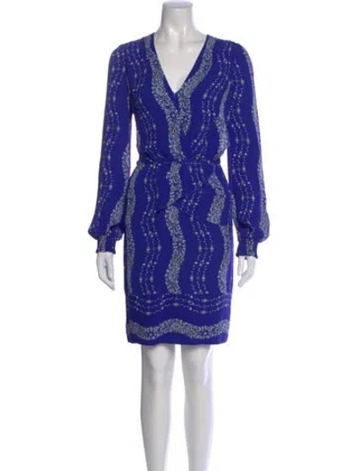 Pre-owned Marchesa Voyage Silk Mini Dress In Blue