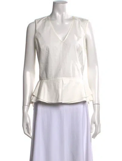 Pre-owned Marchesa Voyage V-neck Sleeveless Top In White