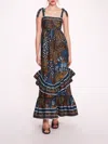 MARCHESA FLYING CHEETAH MAXI DRESS