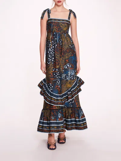 Marchesa Wilderness Maxi Dress In Blue Multi