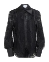 MARCHESA MARCHESA WOMAN SHIRT BLACK SIZE 10 RAYON, NYLON, COTTON