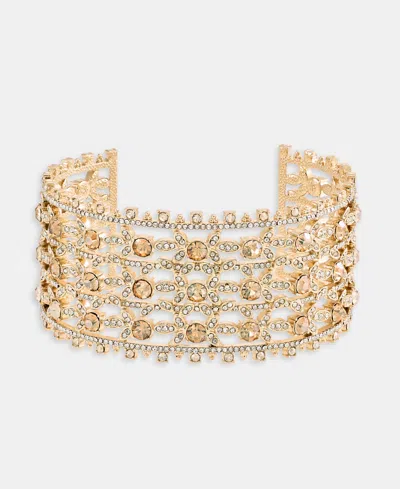 Marchesa Women's Glass Crystal Gold-tone Studded Statement Cuff Bracelet