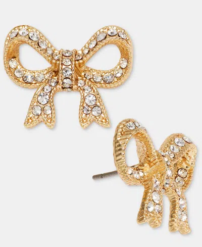 Marchesa Women's Gold-tone Crystal Bow Stud Earrings