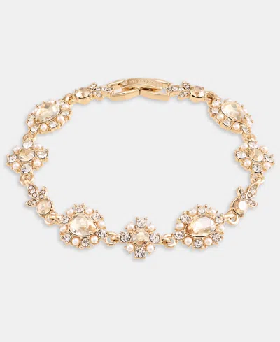 Marchesa Women's Imitation Pearl And Crystal Gold-tone Link & Chain Bracelet