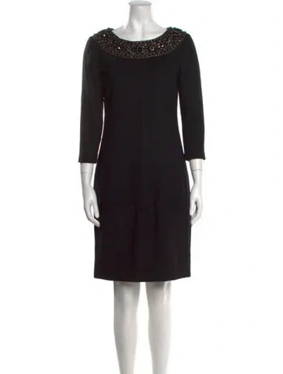 Pre-owned Marchesa Wool Knee-length Dress In Black