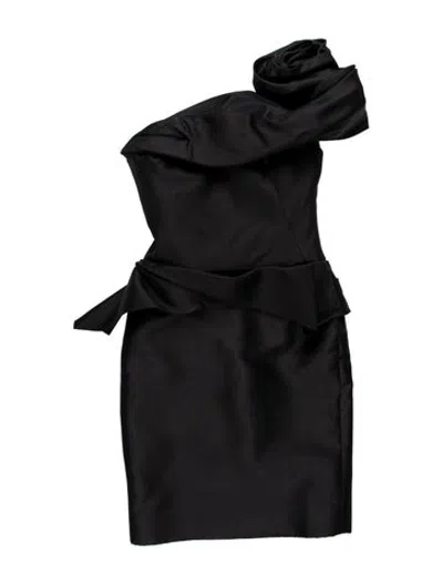 Pre-owned Marchesa Wool Mini Dress In Black