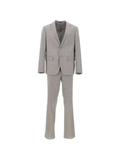 Marchesani Merino Check Suit In Gray
