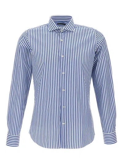 Marchesani Striped Button Shirt In Blue