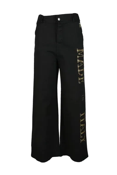 Marçi By Gil Santucci Wide-leg Cropped Trousers With Sequined Details In Black