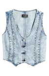 Marci Stud Accent Denim Vest In Blue