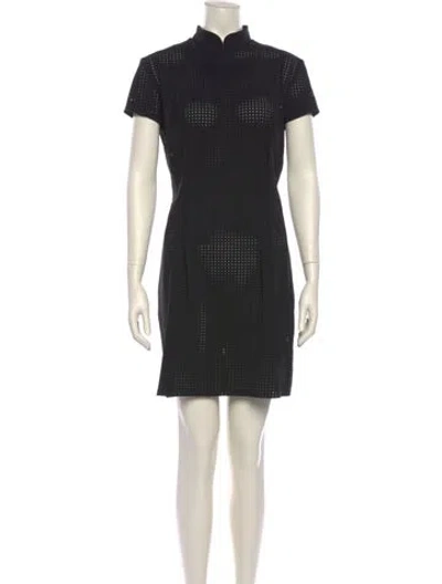Pre-owned Marcia Mock Neck Mini Dress In Black