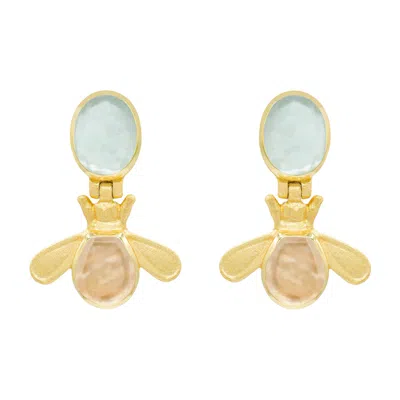 Marcia Moran Women's Belle Earrings In Aqua & Morganite In Yellow