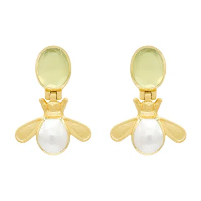 Marcia Moran Women's Belle Earrings In Lemon Quartz & Pearl In Yellow