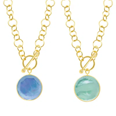 Marcia Moran Women's Blue Alaska Necklace Double Sided Necklace In Tanzanite And Green Amethyst